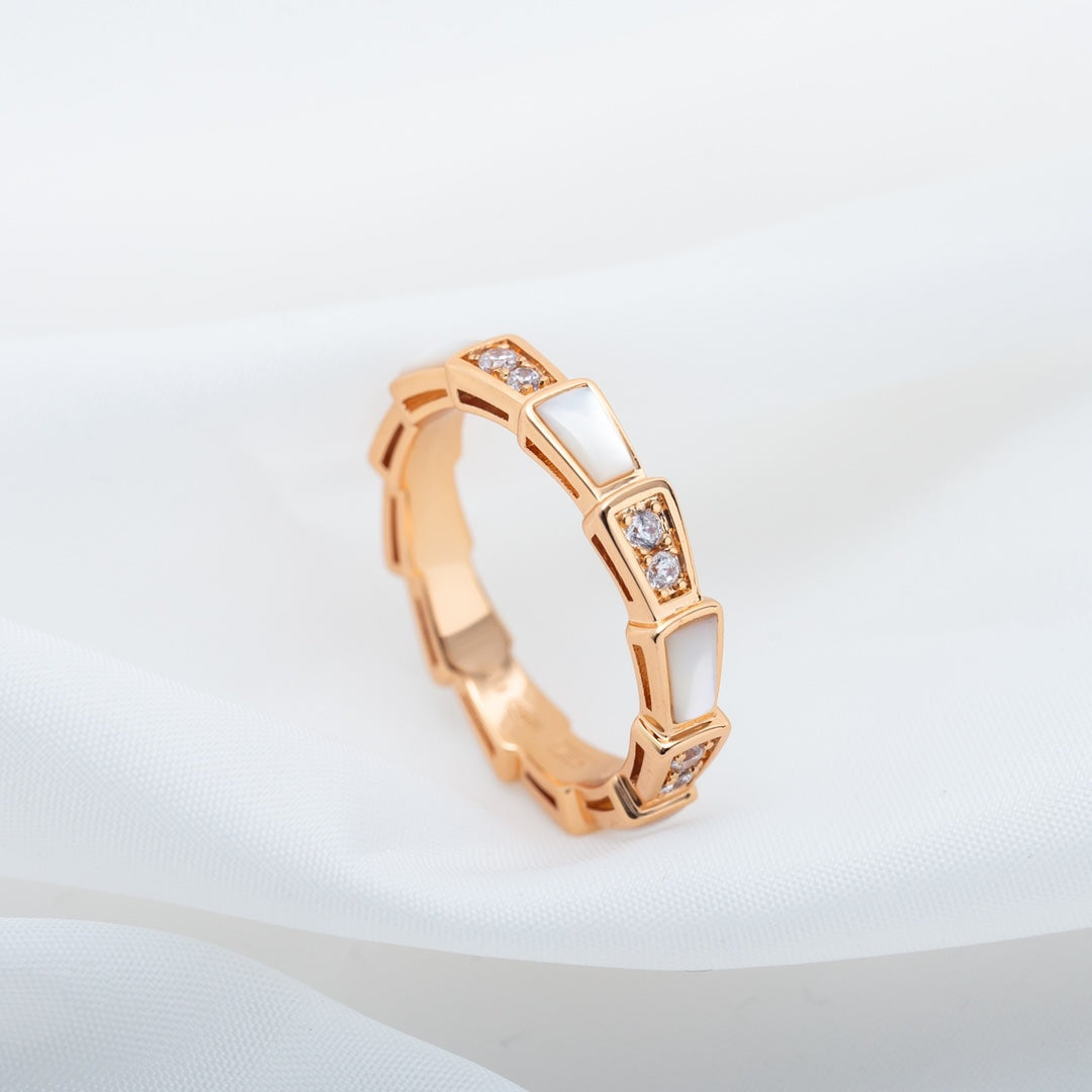[⭐Haelin Jewelry]SERPENTI RING PINK GOLD DIAMOND MOP 3MM