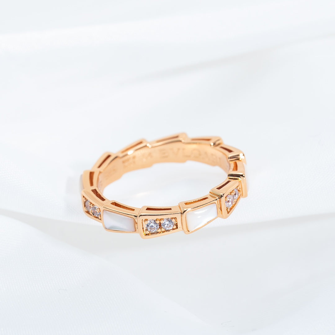 [⭐Haelin Jewelry]SERPENTI RING PINK GOLD DIAMOND MOP 3MM