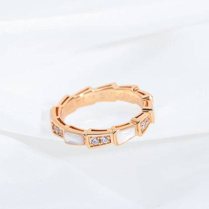 [⭐Haelin Jewelry]SERPENTI RING PINK GOLD DIAMOND MOP 3MM