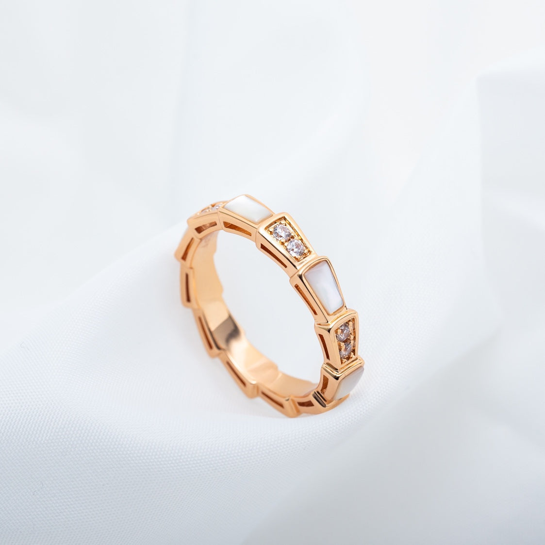 [⭐Haelin Jewelry]SERPENTI RING PINK GOLD DIAMOND MOP 3MM