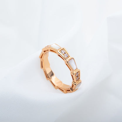 [⭐Haelin Jewelry]SERPENTI RING PINK GOLD DIAMOND MOP 3MM