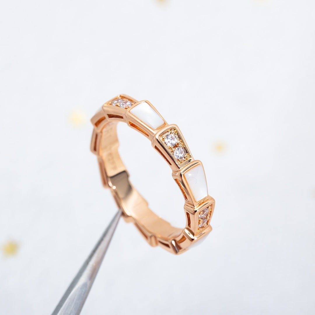 [⭐Haelin Jewelry]SERPENTI RING PINK GOLD DIAMOND MOP 3MM