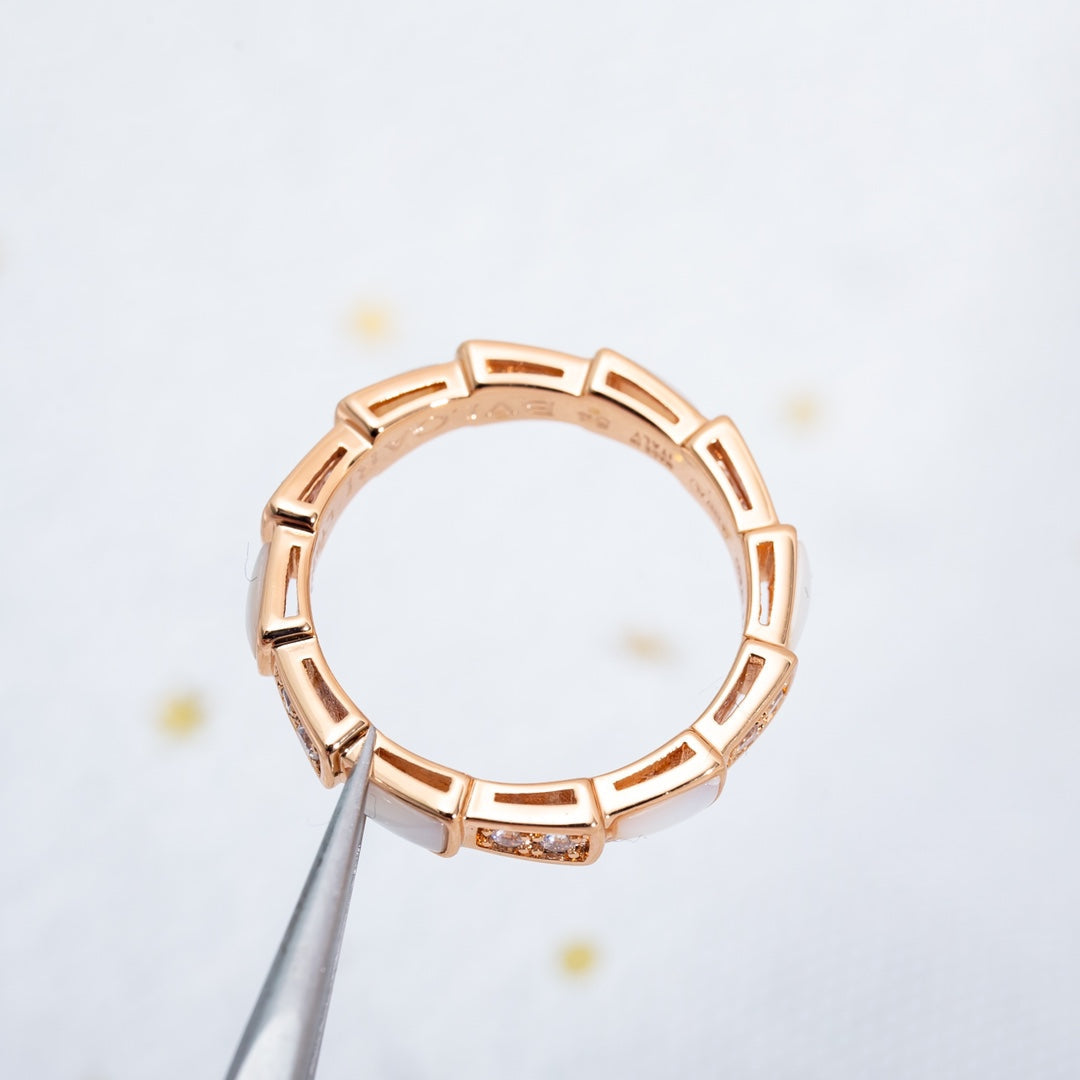[⭐Haelin Jewelry]SERPENTI RING PINK GOLD DIAMOND MOP 3MM