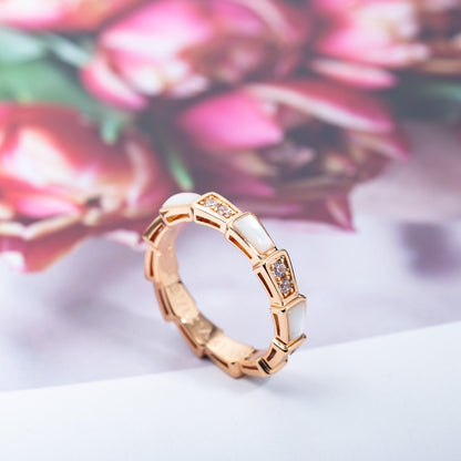 [⭐Haelin Jewelry]SERPENTI RING PINK GOLD DIAMOND MOP 3MM