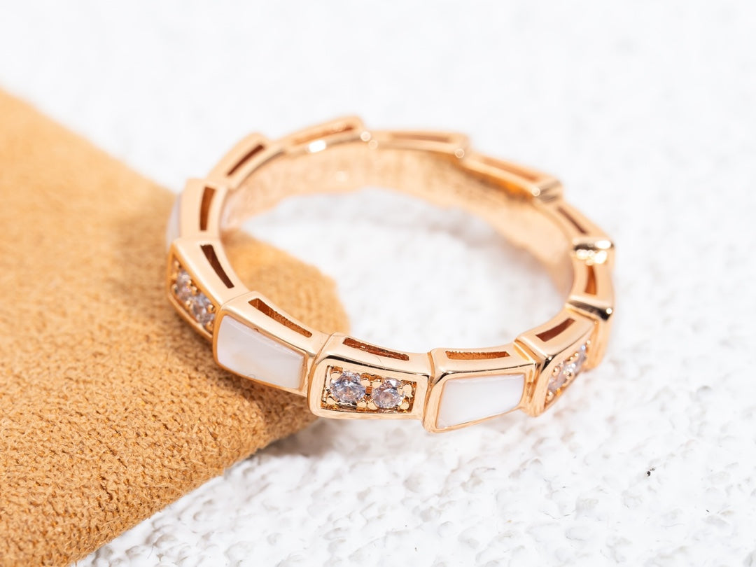 [⭐Haelin Jewelry]SERPENTI RING PINK GOLD DIAMOND MOP 3MM