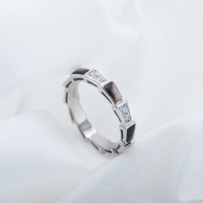 [⭐Haelin Jewelry]SERPENTI RING SILVER  DIAMOND BLACK MOP 3MM