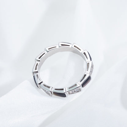 [⭐Haelin Jewelry]SERPENTI RING SILVER  DIAMOND BLACK MOP 3MM