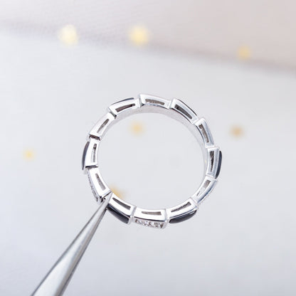 [⭐Haelin Jewelry]SERPENTI RING SILVER  DIAMOND BLACK MOP 3MM
