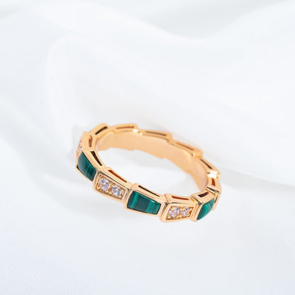 [⭐Haelin Jewelry]SERPENTI RING PINK GOLD MALACHITE DIAMOND 3MM