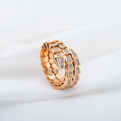 [⭐Haelin Jewelry]SERPENTI RING PINK GOLD DIAMOND DOUBLE ROW