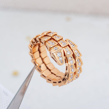 [⭐Haelin Jewelry]SERPENTI RING PINK GOLD DIAMOND DOUBLE ROW