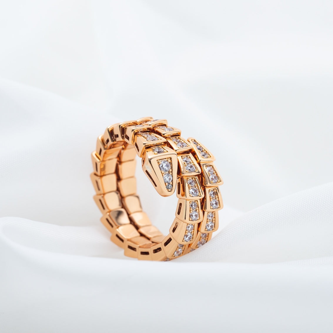 [⭐Haelin Jewelry]SERPENTI RING PINK GOLD DIAMOND DOUBLE ROW