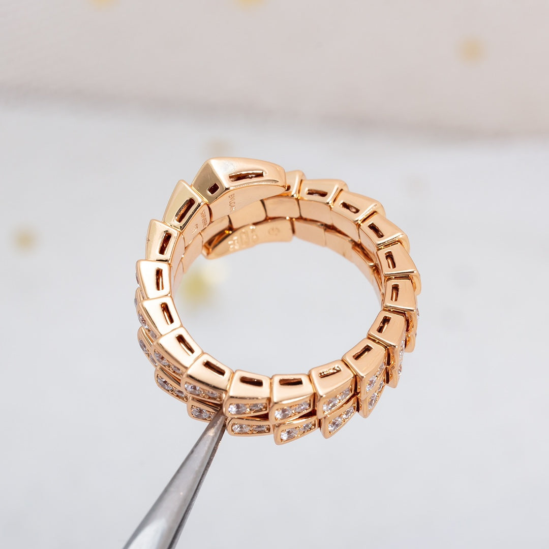 [⭐Haelin Jewelry]SERPENTI RING PINK GOLD DIAMOND DOUBLE ROW