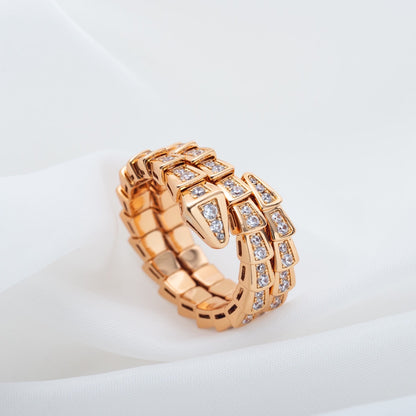 [⭐Haelin Jewelry]SERPENTI RING PINK GOLD DIAMOND DOUBLE ROW