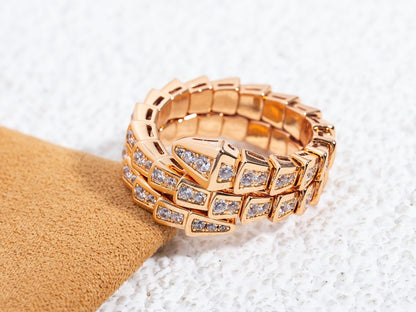 [⭐Haelin Jewelry]SERPENTI RING PINK GOLD DIAMOND DOUBLE ROW