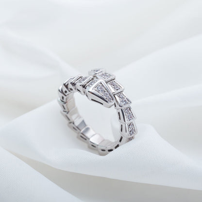 [⭐Haelin Jewelry]SERPENTI RING SILVER DIAMOND PAVED 4MM