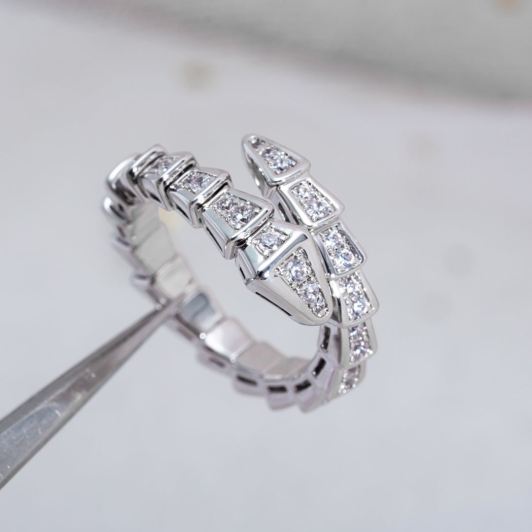 [⭐Haelin Jewelry]SERPENTI RING SILVER DIAMOND PAVED 4MM