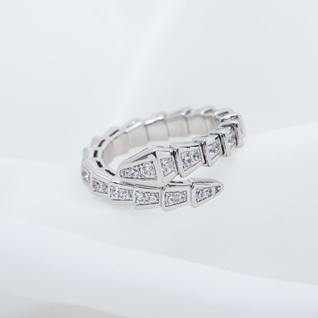 [⭐Haelin Jewelry]SERPENTI RING SILVER DIAMOND PAVED 4MM