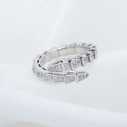 [⭐Haelin Jewelry]SERPENTI RING SILVER DIAMOND PAVED 4MM