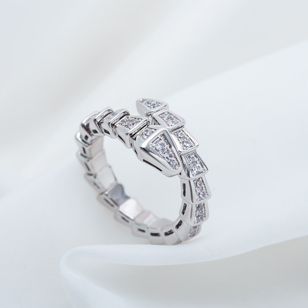 [⭐Haelin Jewelry]SERPENTI RING SILVER DIAMOND PAVED 4MM