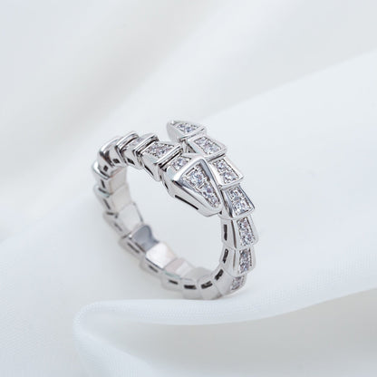 [⭐Haelin Jewelry]SERPENTI RING SILVER DIAMOND PAVED 4MM