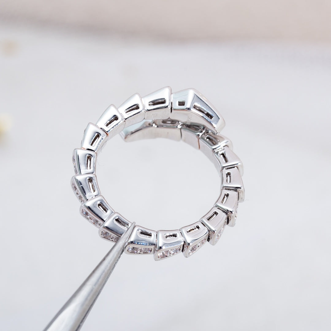 [⭐Haelin Jewelry]SERPENTI RING SILVER DIAMOND PAVED 4MM