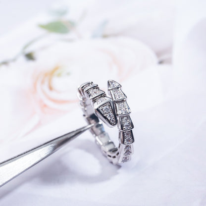 [⭐Haelin Jewelry]SERPENTI RING SILVER DIAMOND PAVED 4MM