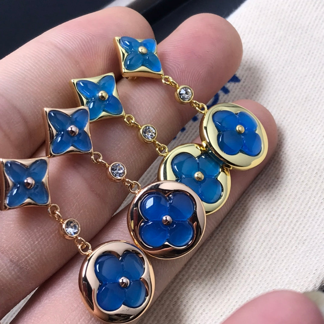 [⭐Haelin Jewelry]STAR AND SUN AGATE DIAMOND EARRINGS