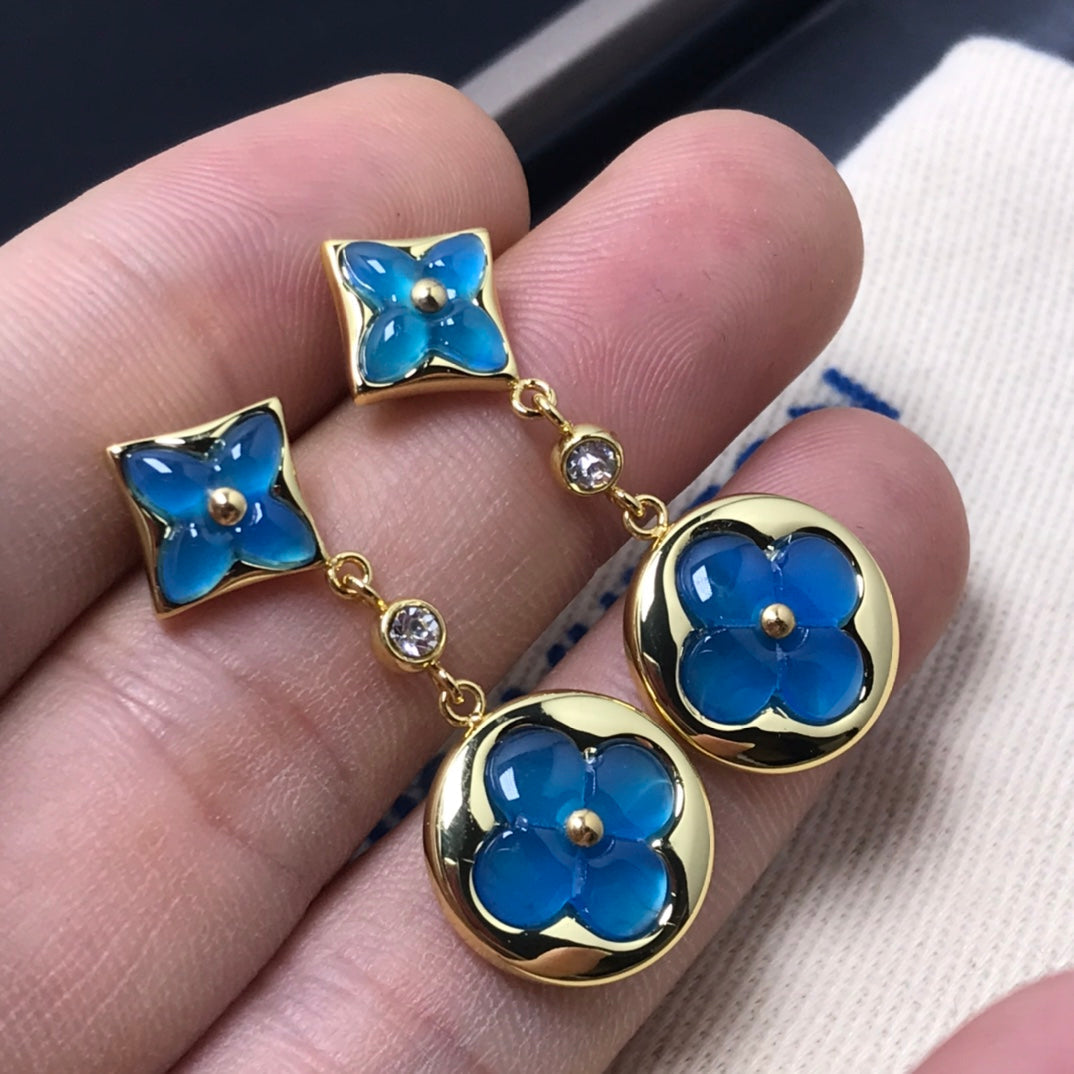 [⭐Haelin Jewelry]STAR AND SUN AGATE DIAMOND EARRINGS