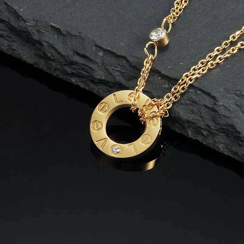 [⭐Haelin Jewelry]LOVE NECKLACE 16MM 2 DIAMONDS