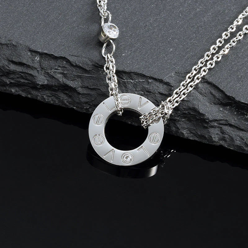 [⭐Haelin Jewelry]LOVE NECKLACE 16MM 2 DIAMONDS