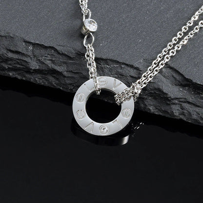[⭐Haelin Jewelry]LOVE NECKLACE 16MM 2 DIAMONDS