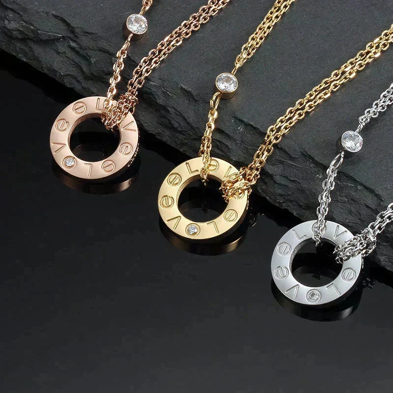 [⭐Haelin Jewelry]LOVE NECKLACE 16MM 2 DIAMONDS