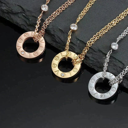 [⭐Haelin Jewelry]LOVE NECKLACE 16MM 2 DIAMONDS