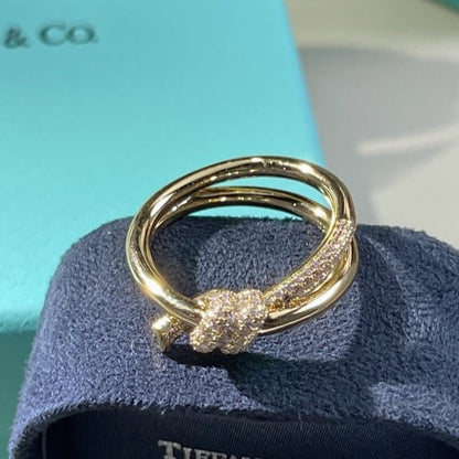 [Haelin Jewelry]KNOT RING DOUBLE ROW GOLD DIAMOND