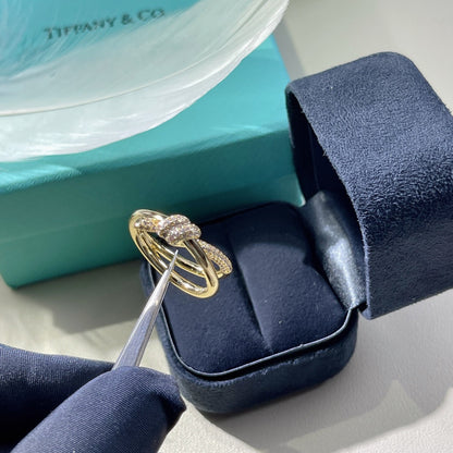[Haelin Jewelry]KNOT RING DOUBLE ROW GOLD DIAMOND