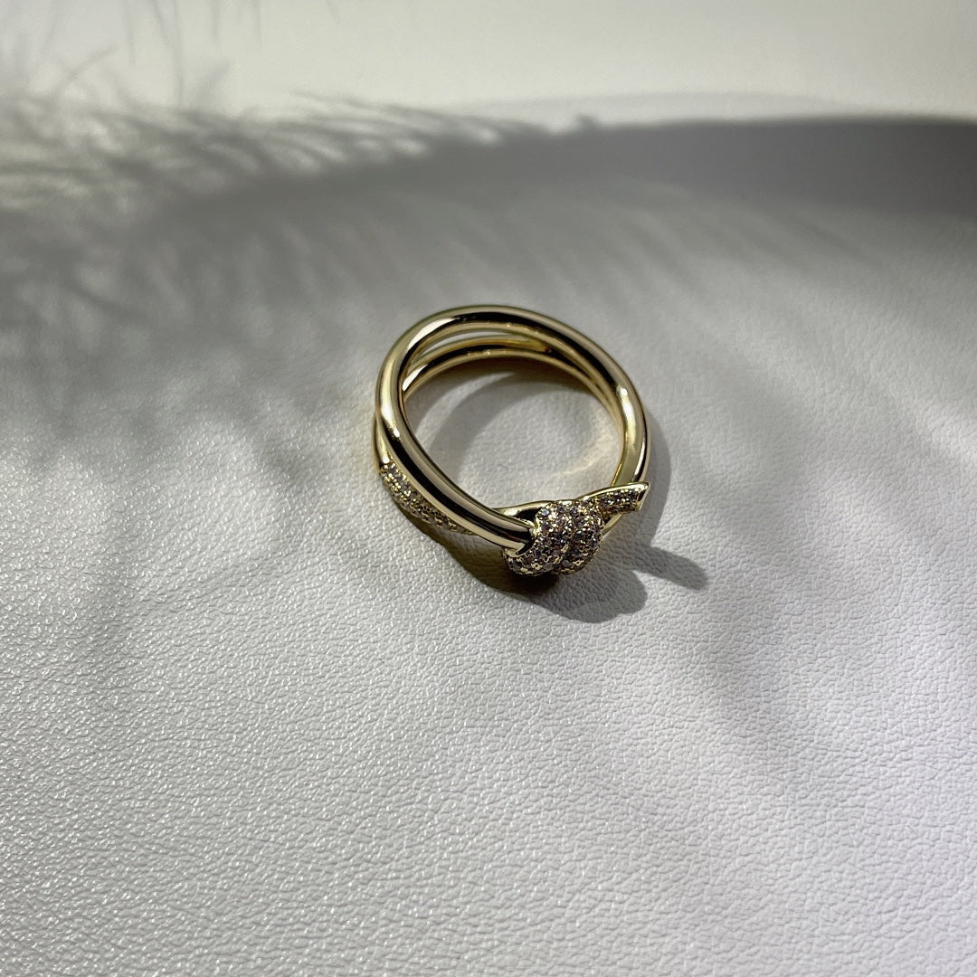 [Haelin Jewelry]KNOT RING DOUBLE ROW GOLD DIAMOND