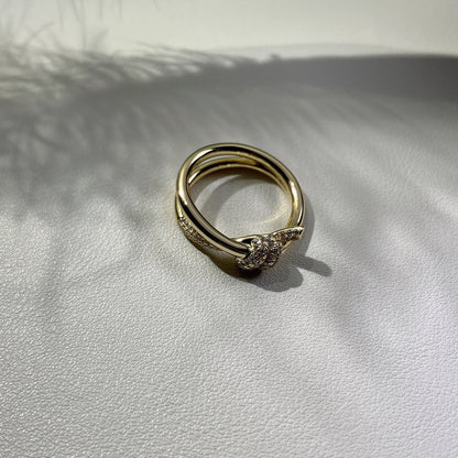 [Haelin Jewelry]KNOT RING DOUBLE ROW GOLD DIAMOND
