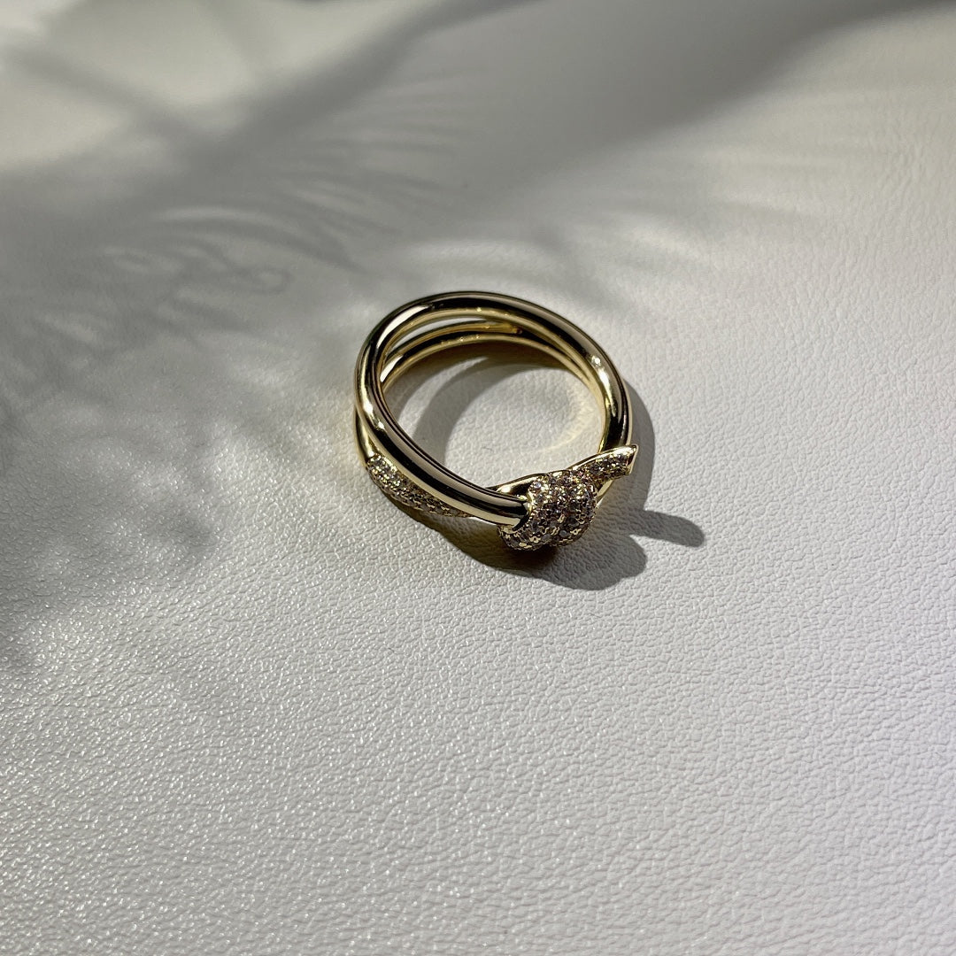 [Haelin Jewelry]KNOT RING DOUBLE ROW GOLD DIAMOND