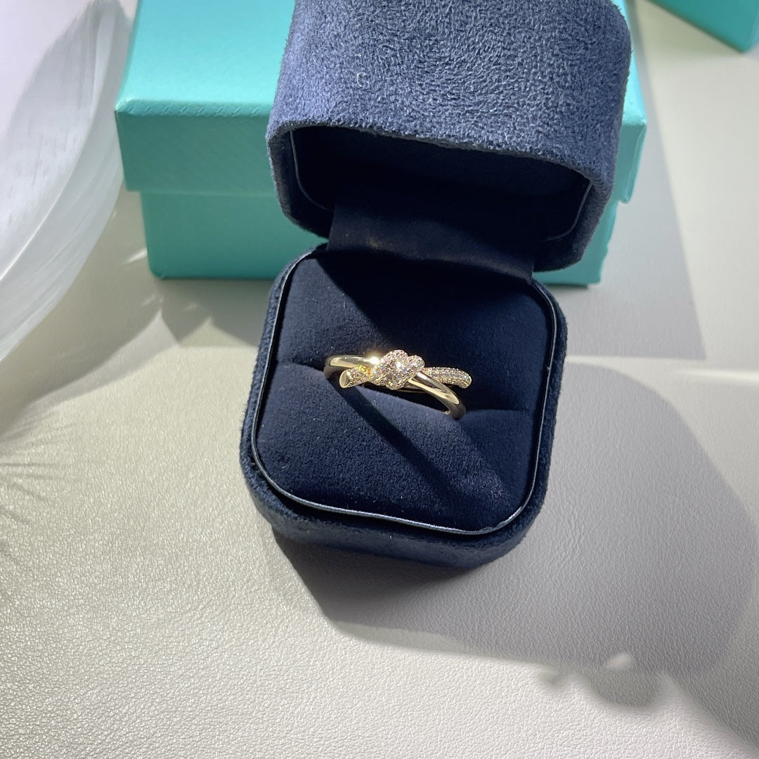 [Haelin Jewelry]KNOT RING DOUBLE ROW GOLD DIAMOND