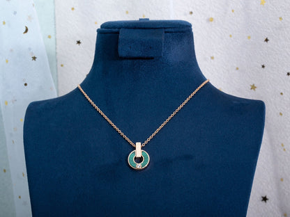 [⭐Haelin Jewelry]GARI NECKLACE PINK GOLD MALACHITE
