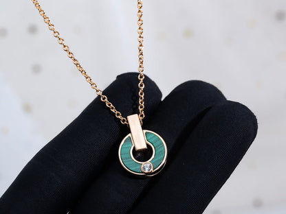 [⭐Haelin Jewelry]GARI NECKLACE PINK GOLD MALACHITE