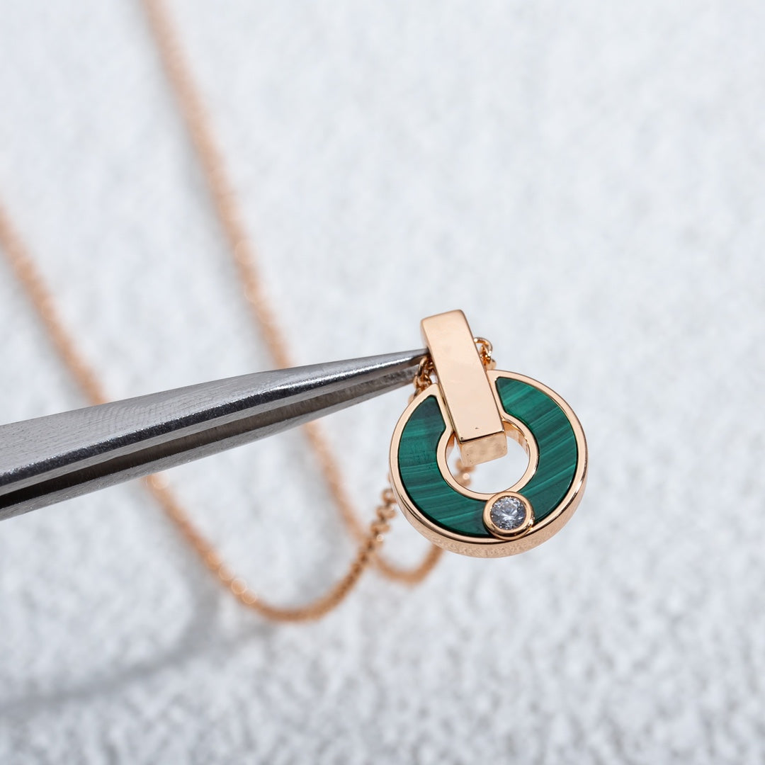 [⭐Haelin Jewelry]GARI NECKLACE PINK GOLD MALACHITE