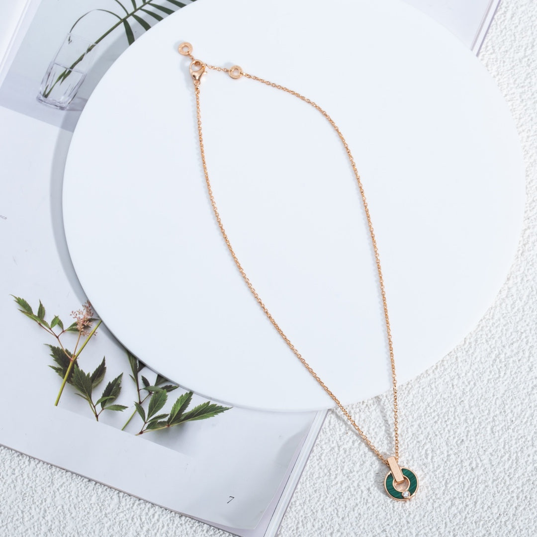 [⭐Haelin Jewelry]GARI NECKLACE PINK GOLD MALACHITE