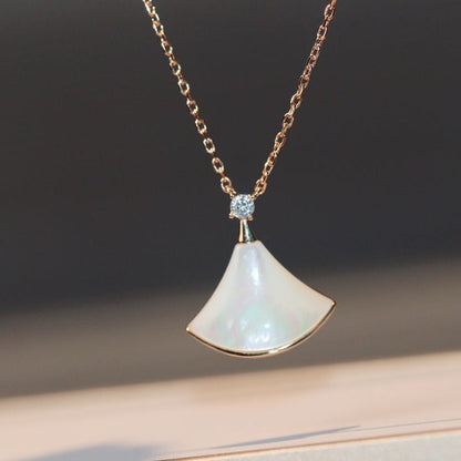 [⭐Haelin Jewelry]DREAM NECKLACE WHITE MOP PINK GOLD 1 DIAMOND