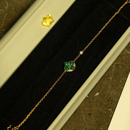 [⭐Haelin Jewelry]SUN MALACHITE 1 DIAMOND PINK GOLD BRACELET