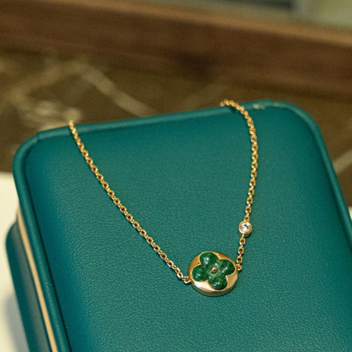 [⭐Haelin Jewelry]SUN MALACHITE 1 DIAMOND PINK GOLD BRACELET