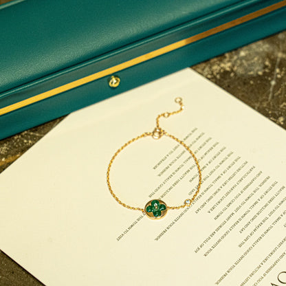 [⭐Haelin Jewelry]SUN MALACHITE 1 DIAMOND PINK GOLD BRACELET