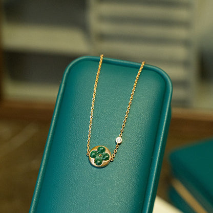 [⭐Haelin Jewelry]SUN MALACHITE 1 DIAMOND PINK GOLD BRACELET