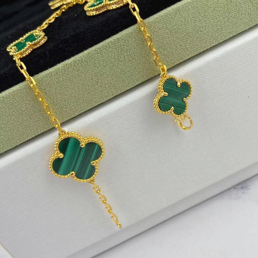 [⭐Haelin Jewelry]MAGIC CLOVER MALACHITE GOLD BRACELET 5 MOTIFS